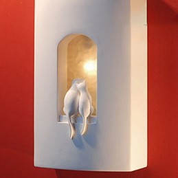 Lámpara colgante de pared de yeso con forma de gatito, moderna y cálida para habitación infantil