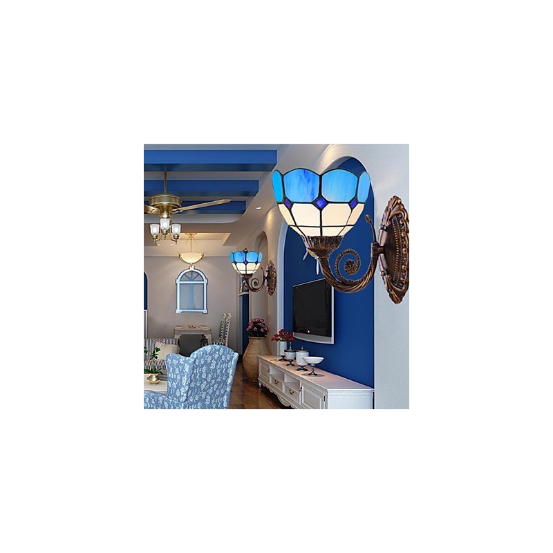 Lámpara de pared de estilo europeo que restaura formas antiguas, luces de cristal mediterráneas creativas