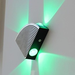 Lámpara de pared con ventilador, cuatro luces, aluminio verde, acrílico