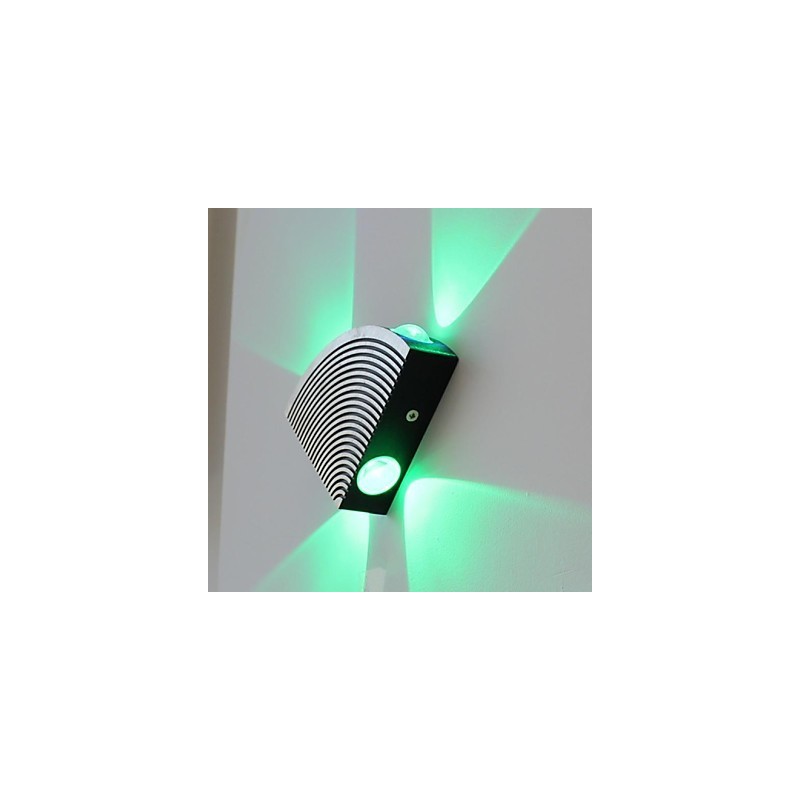 Lámpara de pared con ventilador, cuatro luces, aluminio verde, acrílico