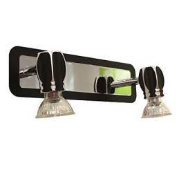 Lámparas de pared negras modernas para baño con 2 luces