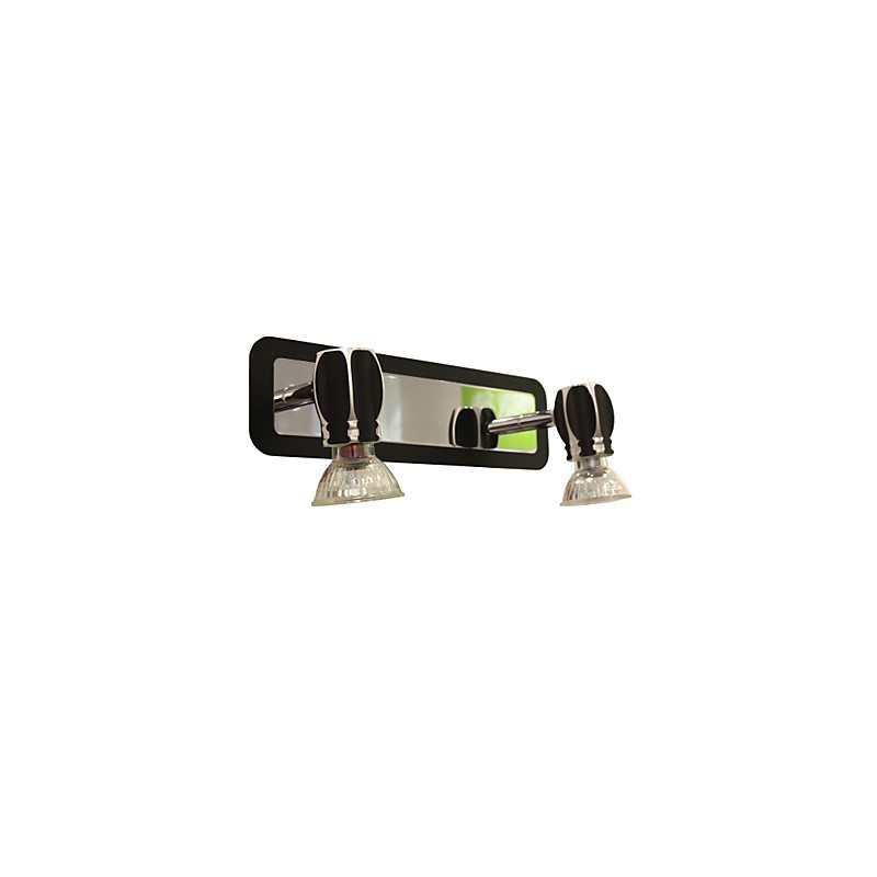 Lámparas de pared negras modernas para baño con 2 luces