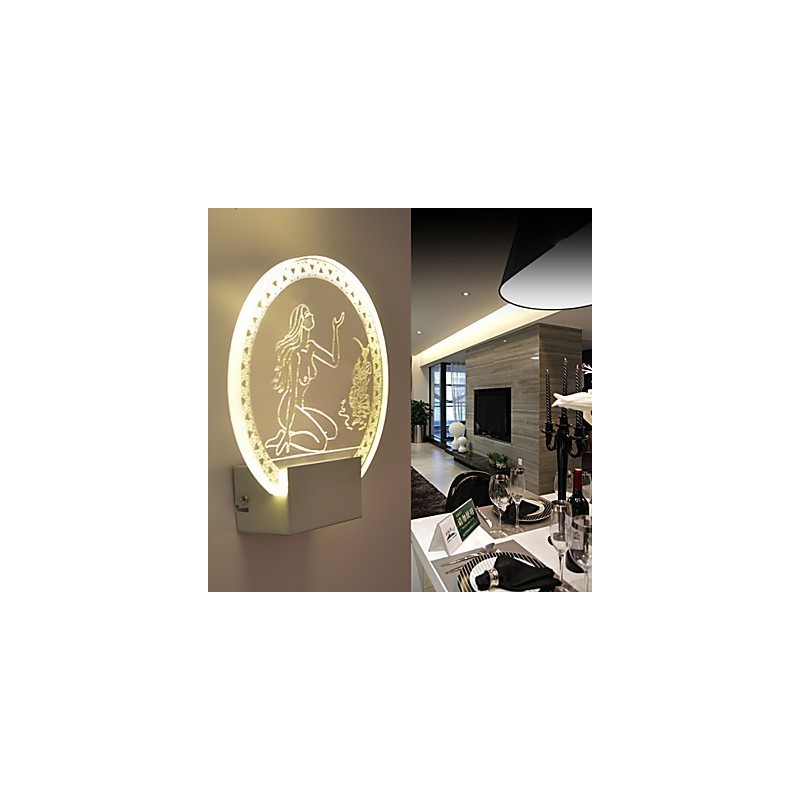 Lámpara de pared acrílica de PVC con chip de luz, moderna y contemporánea, de metal, 5 W