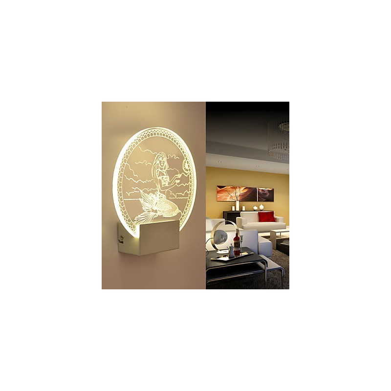 Lámpara de pared acrílica de PVC, moderna y contemporánea, de metal.