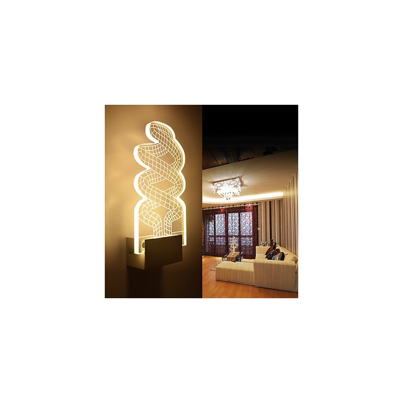 Lámpara de pared acrílica de PVC con chip de luz, moderna y contemporánea de metal.