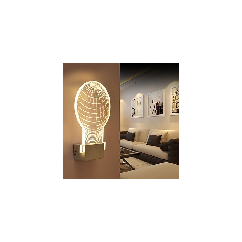Lámpara de pared acrílica de PVC con chip de luz, moderna y contemporánea de metal.