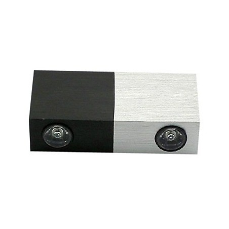 Aplique de pared moderno con diseño elegante mitad plata mitad negro, cuerpo cúbico, 2 luces Aplique de pared moderno con diseño elegante mitad plata mitad negro, cuerpo cúbico, 2 luces