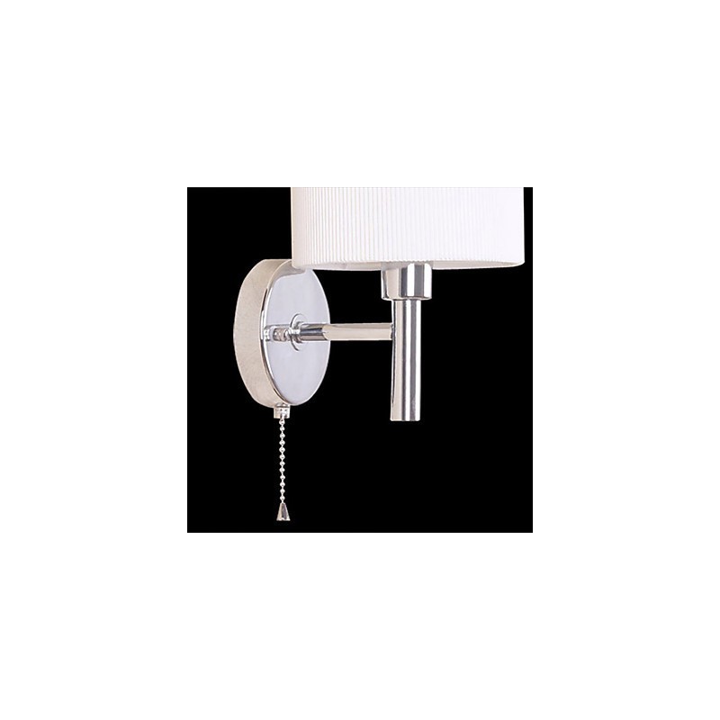 Elegante lámpara de pared de metal y tela con 1 luz en cilindro blanco