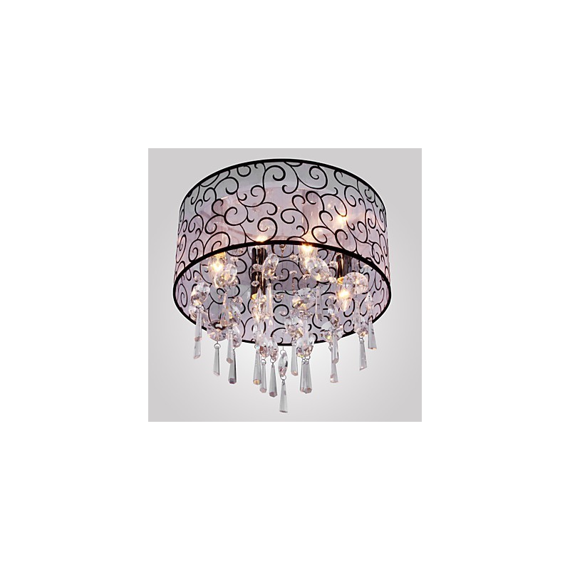 Lámpara empotrada moderna contemporánea de metal galvanizado con cristal de tambor