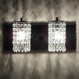 Aplique de pared moderno con colgantes de cristal y 2 luces en cromo pulido