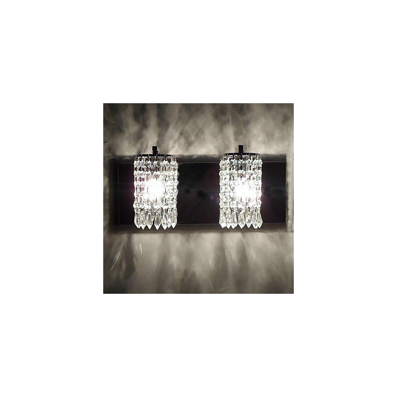 Aplique de pared moderno con colgantes de cristal y 2 luces en cromo pulido