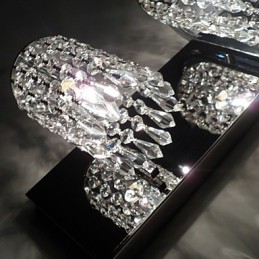 Aplique de pared moderno con colgantes de cristal y 2 luces en cromo pulido