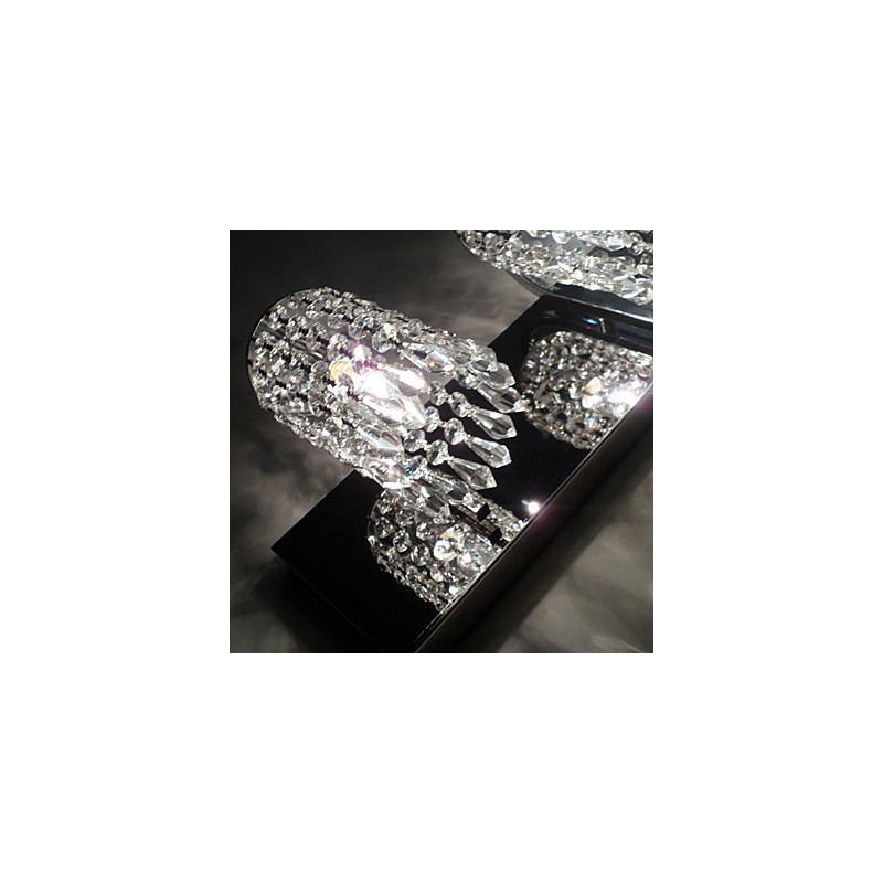 Aplique de pared moderno con colgantes de cristal y 2 luces en cromo pulido