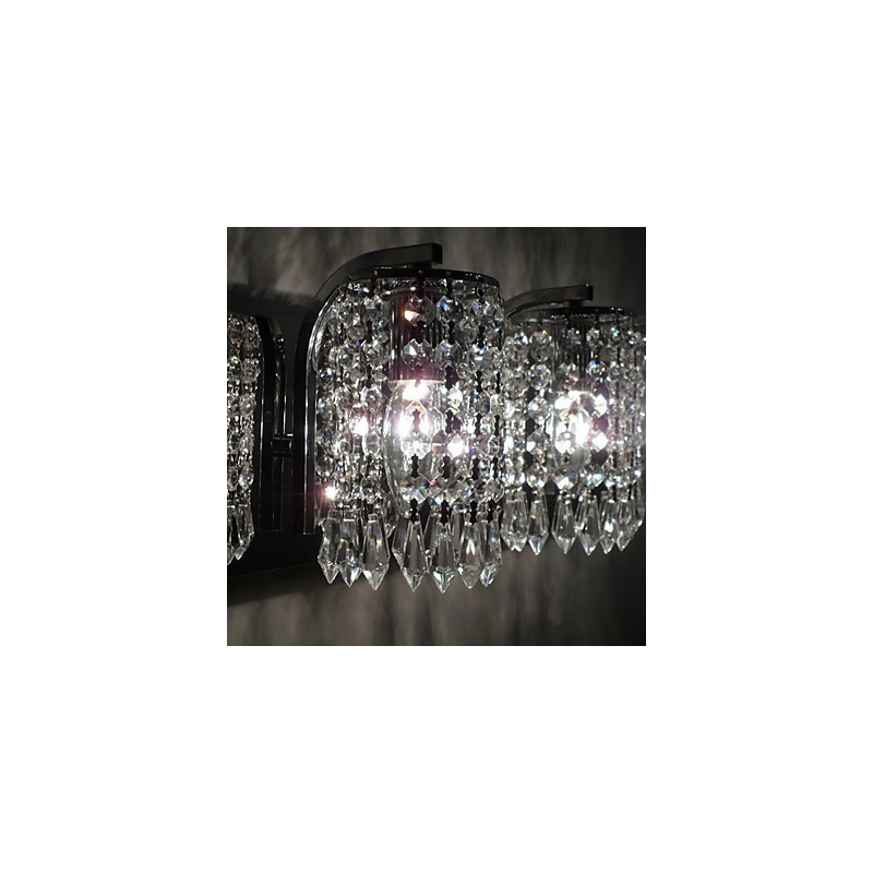 Aplique de pared moderno con colgantes de cristal y 2 luces en cromo pulido