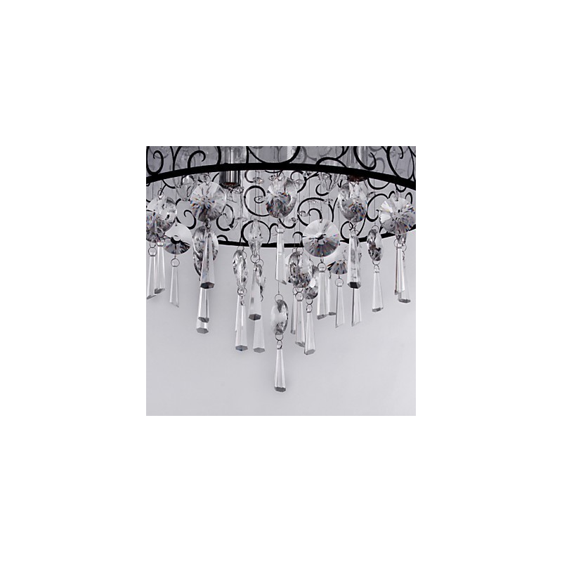 Lámpara empotrada moderna contemporánea de metal galvanizado con cristal de tambor
