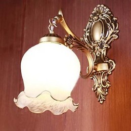 Aplique de baño de 1 luz, clásico, metal, vidrio, pintura