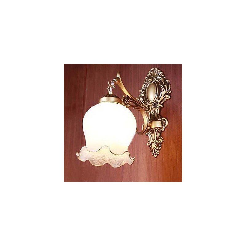 Aplique de baño de 1 luz, clásico, metal, vidrio, pintura