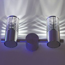 Aplique de pared moderno con luz dispersante, 2 cilindros, capa de barrera, rayo de luz
