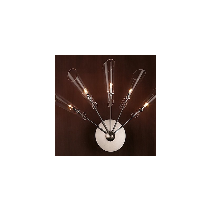Aplique de pared de cristal artístico con 5 luces