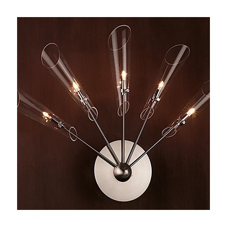 Aplique de pared de cristal artístico con 5 luces Aplique de pared de cristal artístico con 5 luces