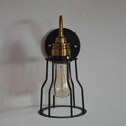 Lámpara de pared artística minimalista con pantalla de esqueleto de metal negro