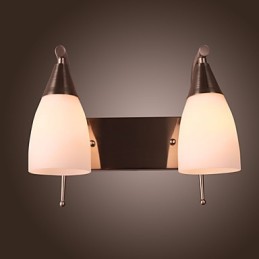 Aplique de pared de 2 luces con pantalla blanca