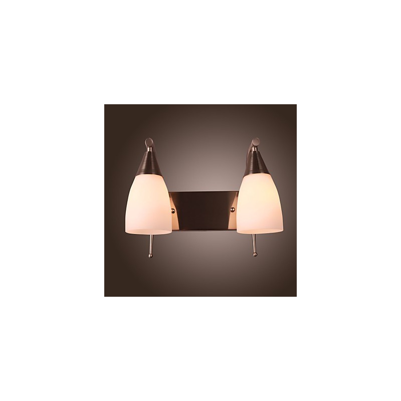 Aplique de pared de 2 luces con pantalla blanca