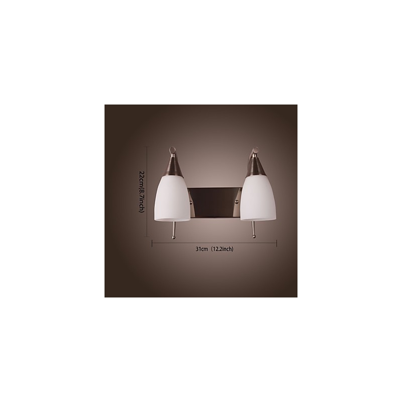 Aplique de pared de 2 luces con pantalla blanca