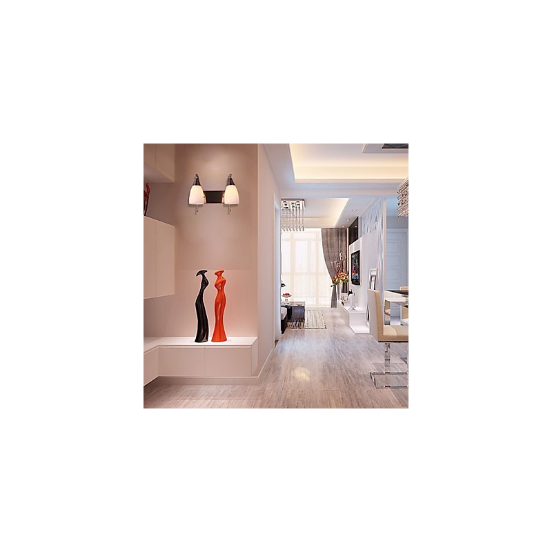 Aplique de pared de 2 luces con pantalla blanca
