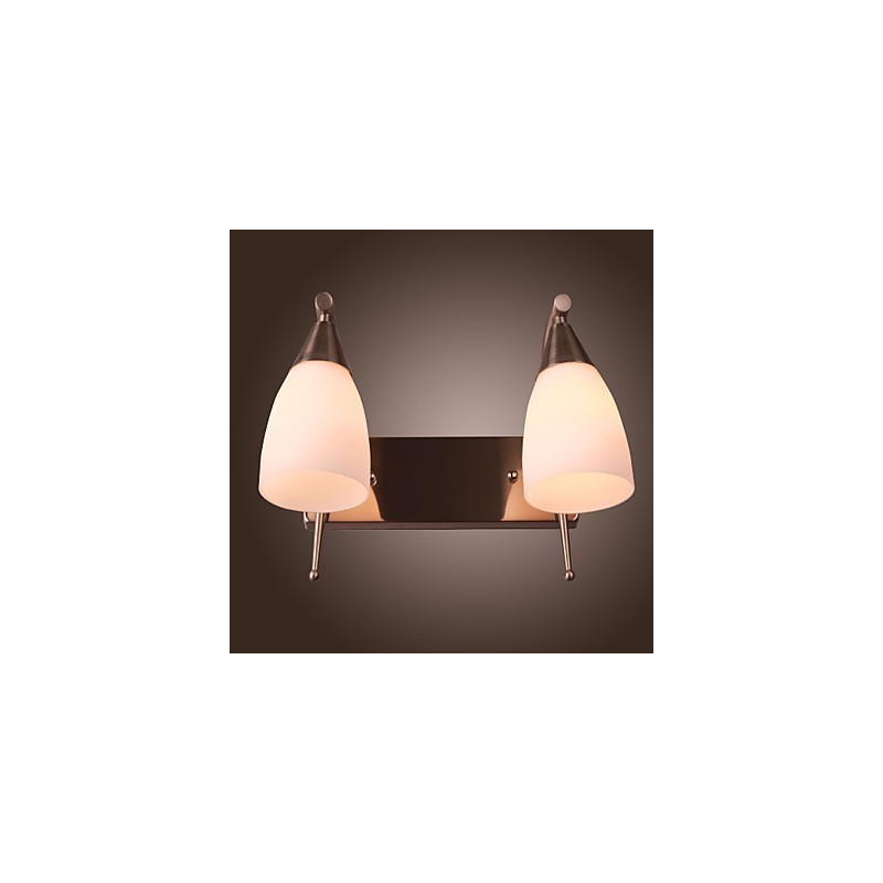 Aplique de pared de 2 luces con pantalla blanca