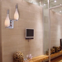 Aplique de pared de cristal con 2 luces y pantalla en forma de botella