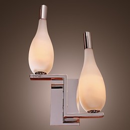 Aplique de pared de cristal con 2 luces y pantalla en forma de botella