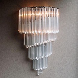 Aplique de pared con acabado cromado, tiras de cristal y 3 luces