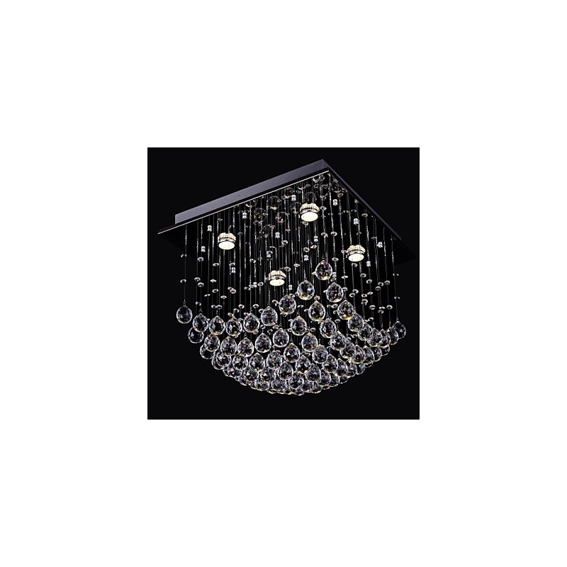 Elegante lámpara de araña de cristal china de 4 luces con montaje empotrado