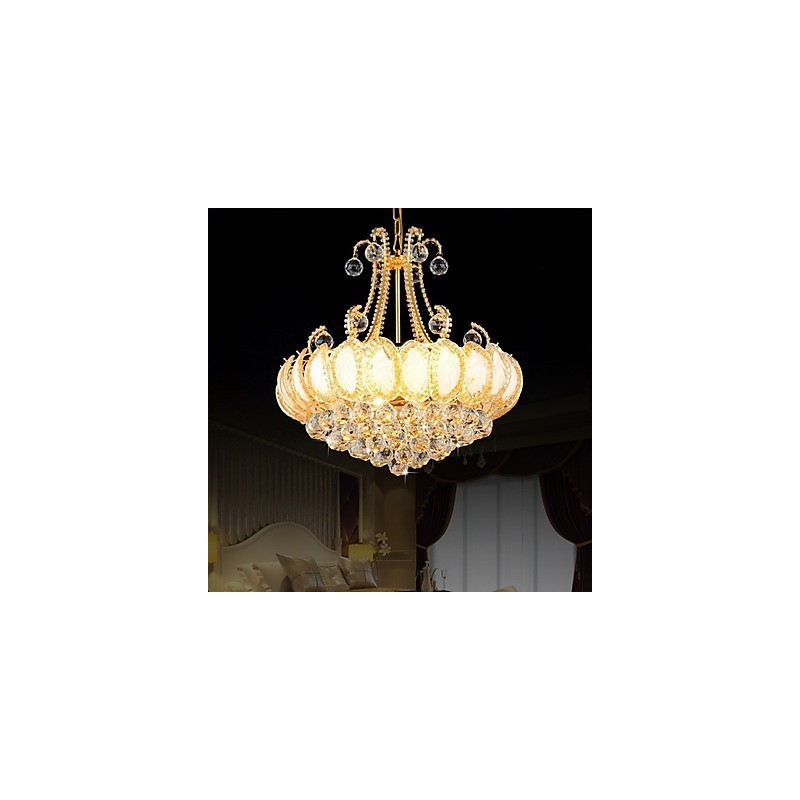 Lámpara colgante de cristal de lujo moderna, diámetro 50 cm, contiene 8 bombillas.