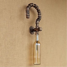 Lámpara de pared estilo retro americano con diseño de viento y botella de agua, estilo industrial creativo, color ámbar