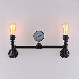 Lámparas de pared de tubo industriales vintage de 2 cabezales, luces creativas negras, iluminación decorativa para restaurante, cafetería y bar.