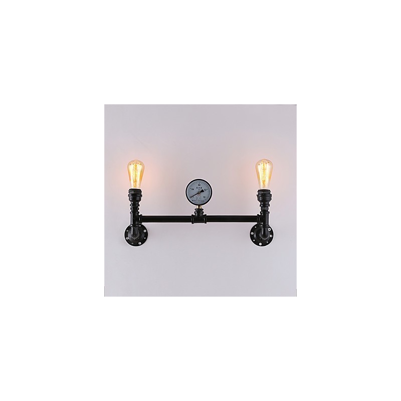 Lámparas de pared de tubo industriales vintage de 2 cabezales, luces creativas negras, iluminación decorativa para restaurante, cafetería y bar.