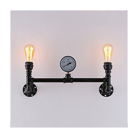 Lámparas de pared de tubo industriales vintage de 2 cabezales, luces creativas negras, iluminación decorativa para restaurante, cafetería y bar. Lámparas de pared de tubo industriales vintage de 2 cabezales, luces creativas negras, iluminación decorativa para restaurante, cafetería y bar.