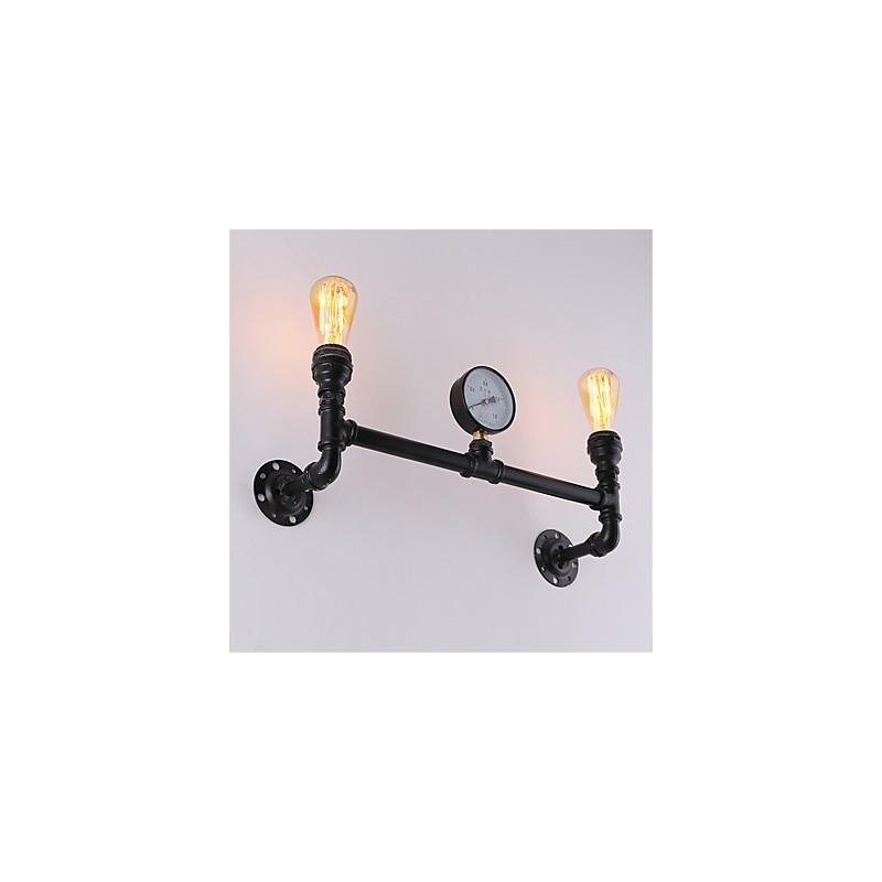 Lámparas de pared de tubo industriales vintage de 2 cabezales, luces creativas negras, iluminación decorativa para restaurante, cafetería y bar.
