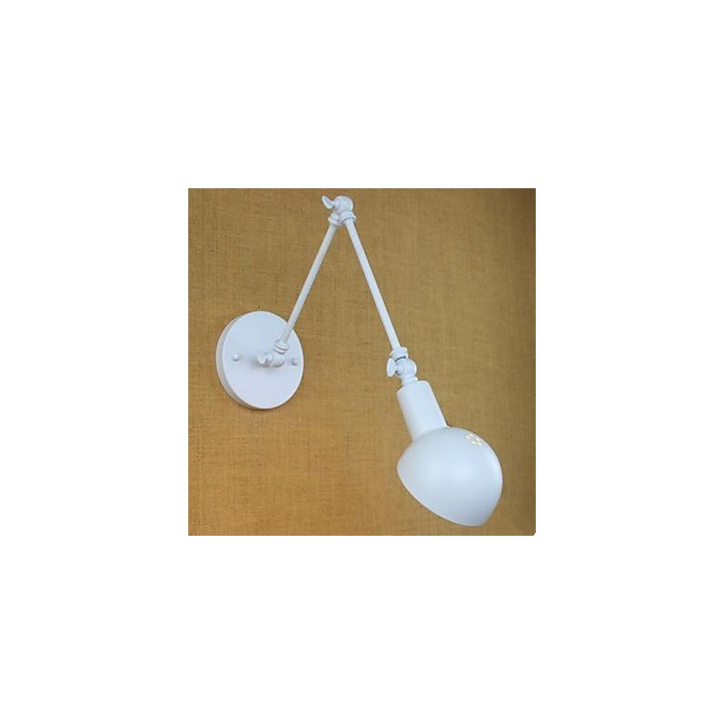 Lámpara de pared doble blanca para festivales, de hierro forjado y brazo largo