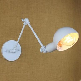 Lámpara de pared doble blanca para festivales, de hierro forjado y brazo largo