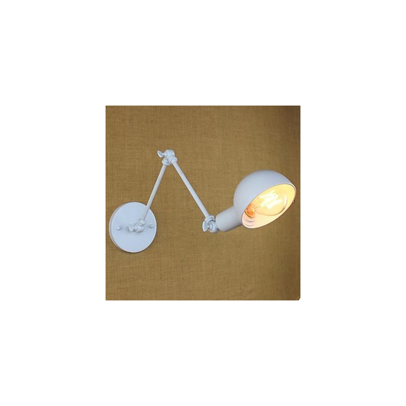 Lámpara de pared doble blanca para festivales, de hierro forjado y brazo largo