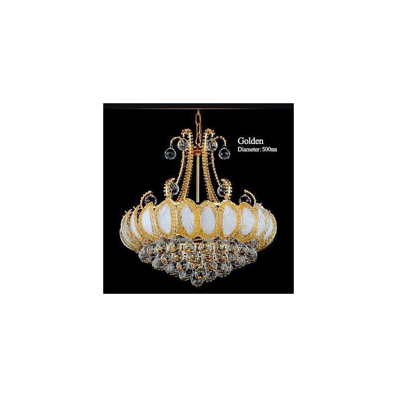 Lámpara colgante de cristal de lujo moderna, diámetro 50 cm, contiene 8 bombillas.