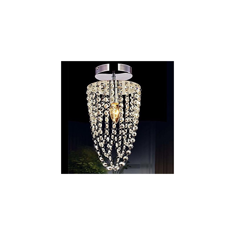 Lámpara de araña moderna de cristal K9 transparente, cromada, de 1 luz y 1 bombilla