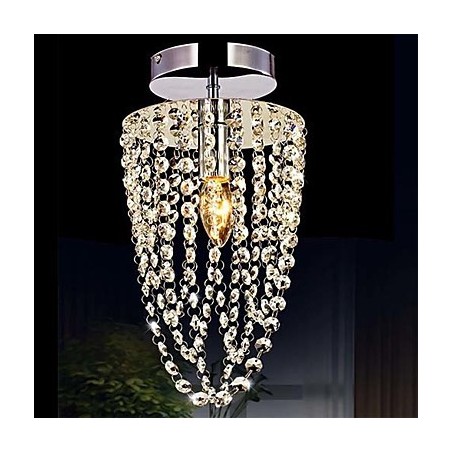 Lámpara de araña moderna de cristal K9 transparente, cromada, de 1 luz y 1 bombilla Lámpara de araña moderna de cristal K9 transparente, cromada, de 1 luz y 1 bombilla