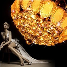 Lámpara colgante de cristal de lujo moderna, diámetro 50 cm, contiene 8 bombillas.