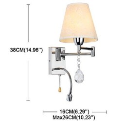 Lámpara de pared para dormitorio, lámpara de lectura, lámpara de tela