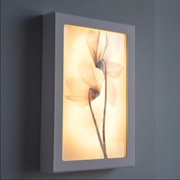 Pintura contemporánea moderna integrada para apliques de pared con luz ambiental.