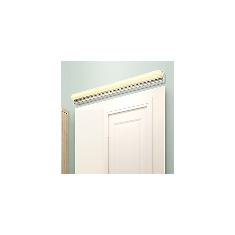 Lámpara de pared moderna y contemporánea integrada en cromo para iluminación ambiental de baño.